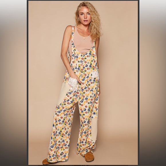 POL Pants - PS1–POL Floral Patchwork Jumpsuit in Yellow and Blue